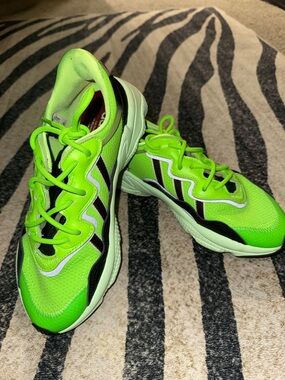 Adidas Neon Green Mesh Athletic Sneakers Ozweego